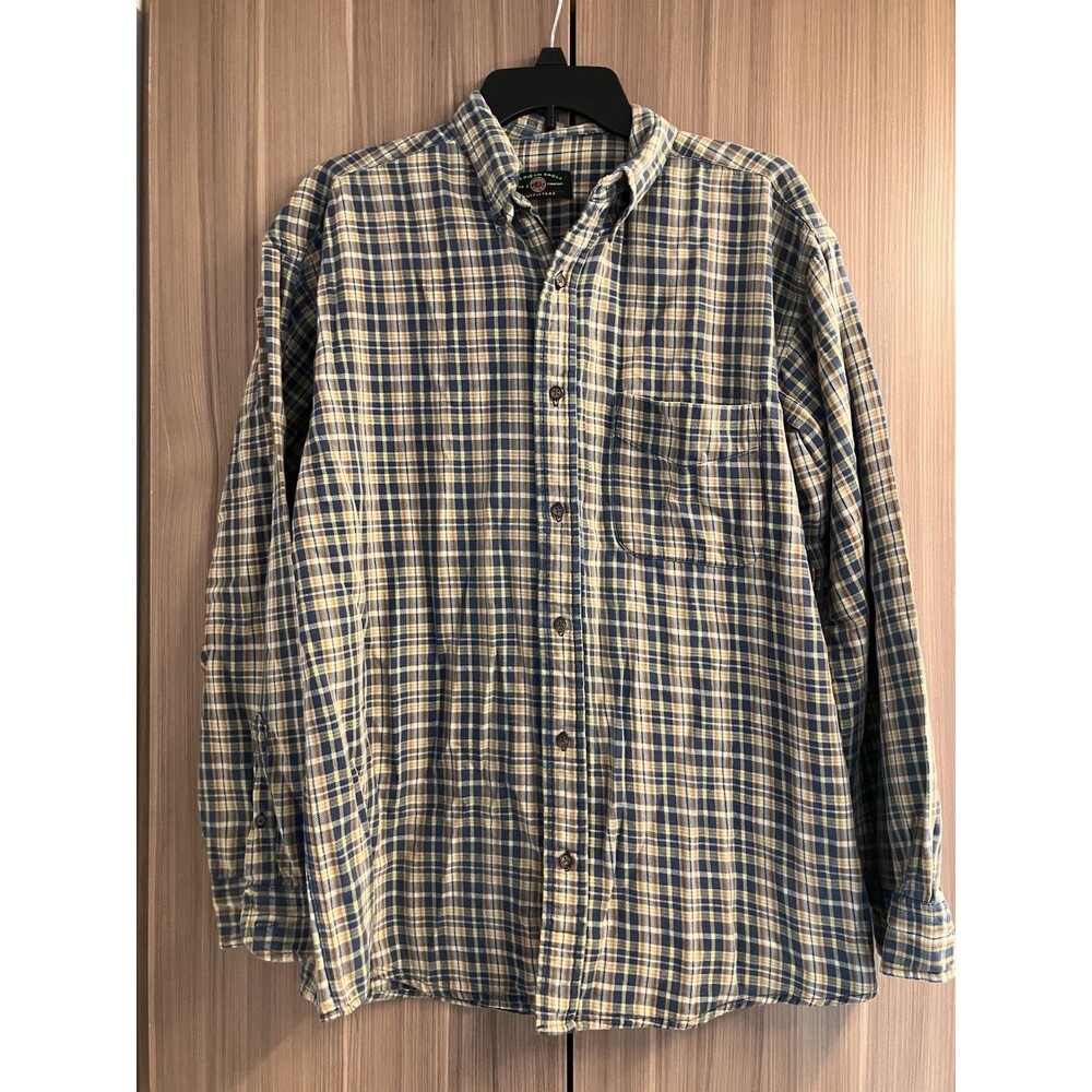 VTG American Eagle Flannel Shirt Jacket Mens L Plaid Button Up Y2K Long Sleeve